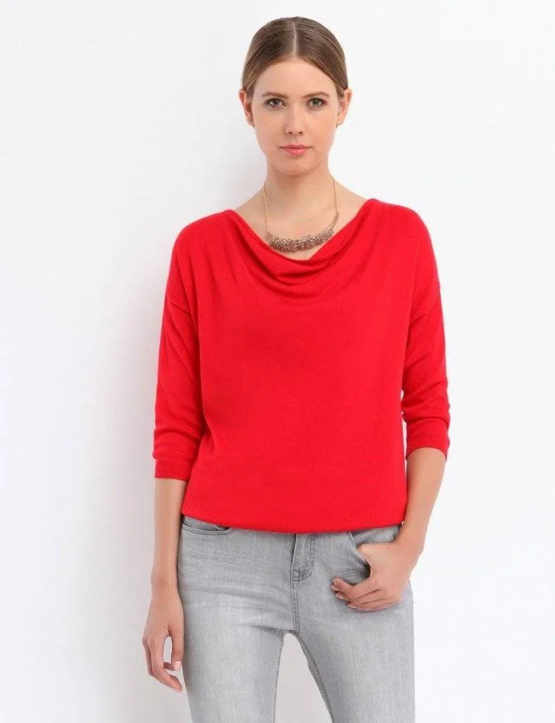 pullover-cu-guler-lasat-si-maneca-3~4-~-rosu-sws0119ce~stk-i634740-3