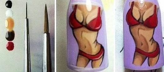 Unghii de vara pas cu pas! Cum se realizeaza o silueta de femeie in costum de baie