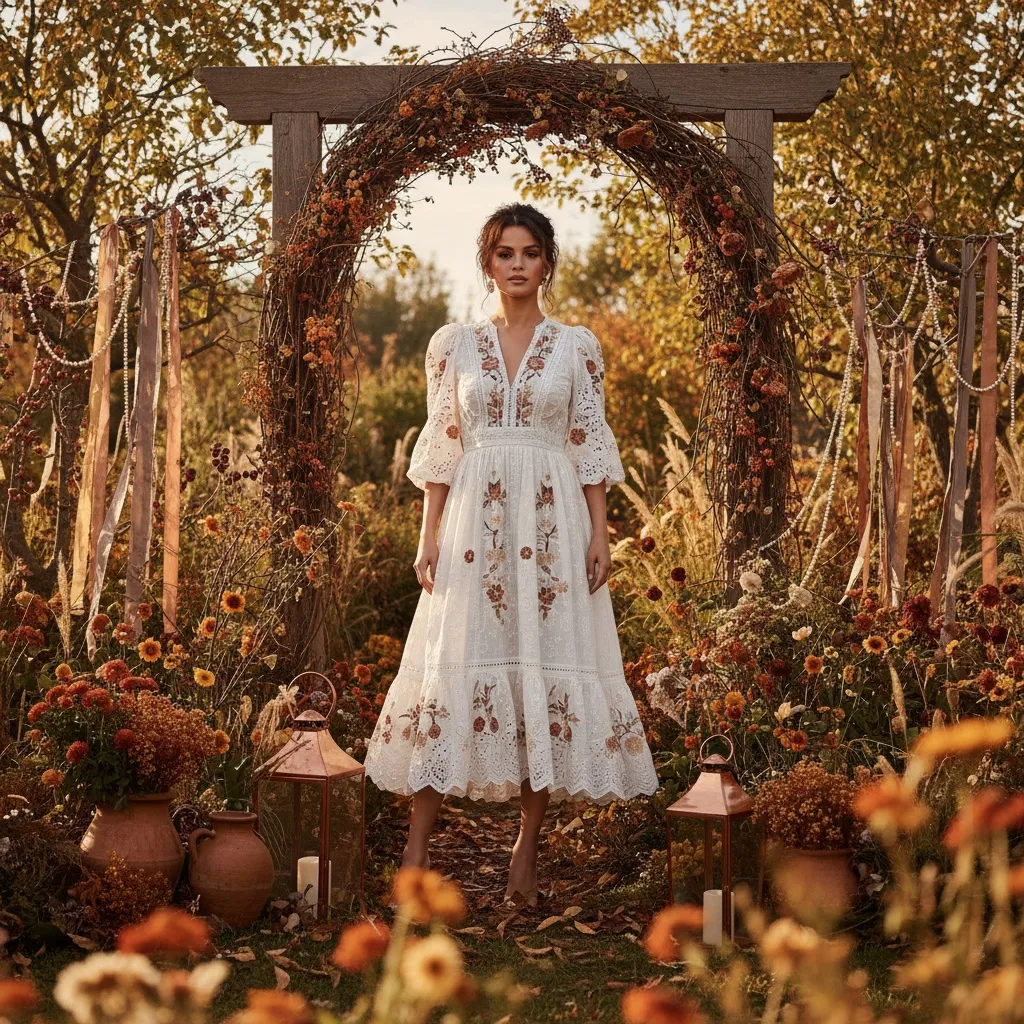 Selena Gomez poartă o rochie albă Dôen după nuntă