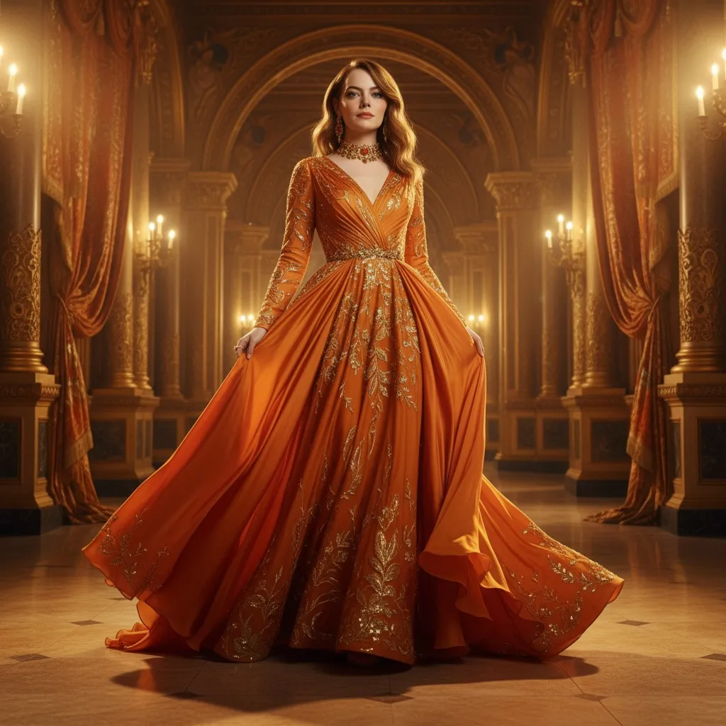 Emma Stone impresionează cu o ținută portocalie la premiera filmului „Bugonia”
