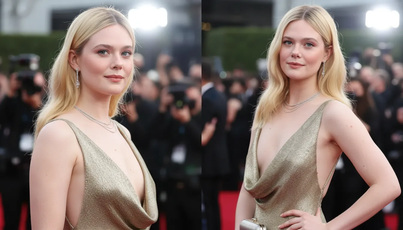 Elle Fanning, apariție spectaculoasă într-o rochie Ralph Lauren