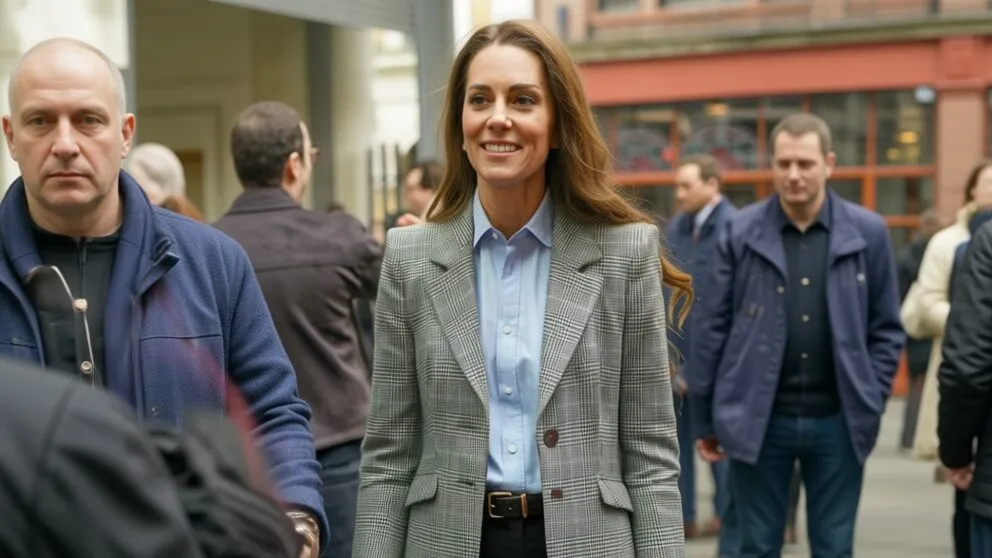 Kate Middleton impresionează într-un sacou Catherine Walker la Londra