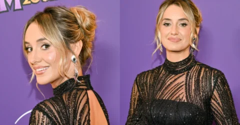 Lainey Wilson uimește într-o salopetă transparentă Zuhair Murad la premiera Hannah Montana