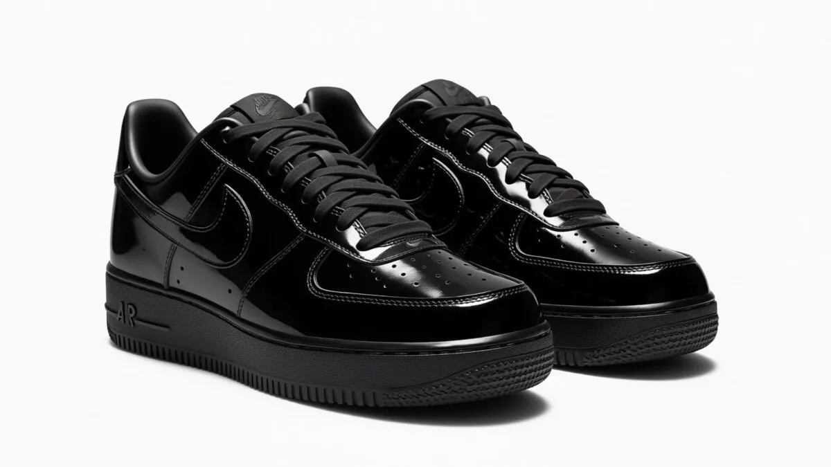 Nike Air Force 1 Black Patent costă 125 de dolari și vine cu un look de gală