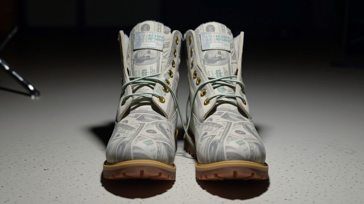 Noii bocanci Supreme x Timberland acoperiți cu bancnote costă 328 de dolari