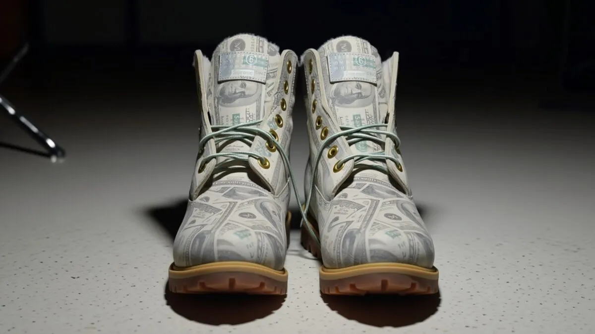 Noii bocanci Supreme x Timberland acoperiți cu bancnote costă 328 de dolari