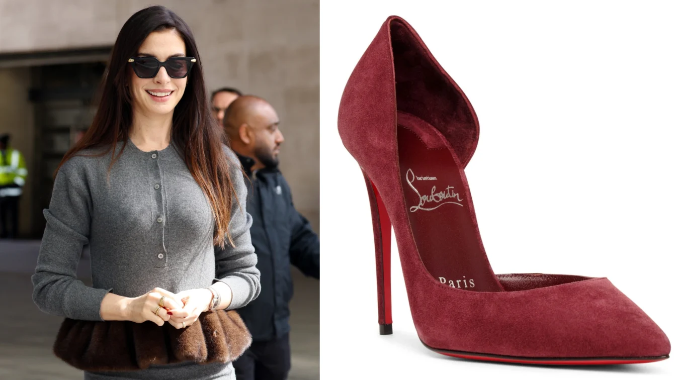 Anne Hathaway promovează un nou film în pantofi Louboutin de 945 de dolari