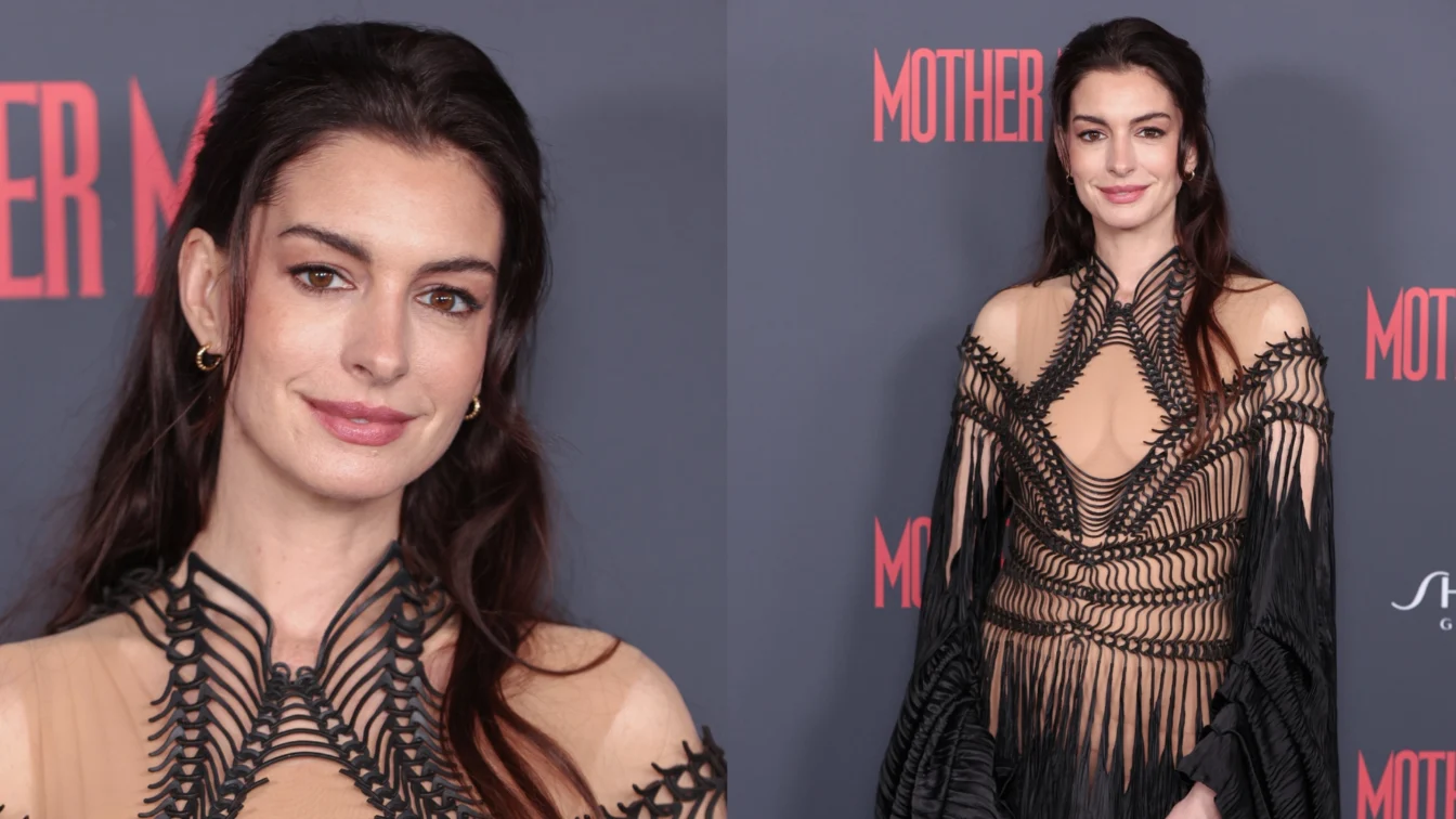 Anne Hathaway aduce stilul gotic pe covorul roșu într-o rochie din 2020
