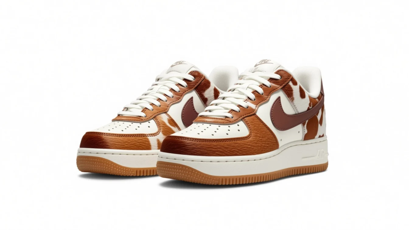 Nike lansează Air Force 1 Cow Print cu 135 de dolari în varianta maro