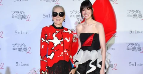 Anne Hathaway și Meryl Streep în Chanel și Valentino la premiera Devil Wears Prada 2