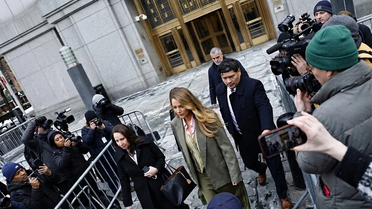 Blake Lively exits court