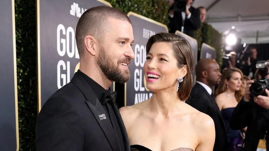 Jessica Biel and Justin Timberlake at the 75th Annual Golden Globes
