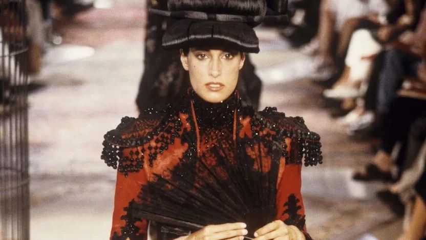 Image may contain Yasmeen Ghauri Person Adult Clothing Costume Dress Fashion Face and Head