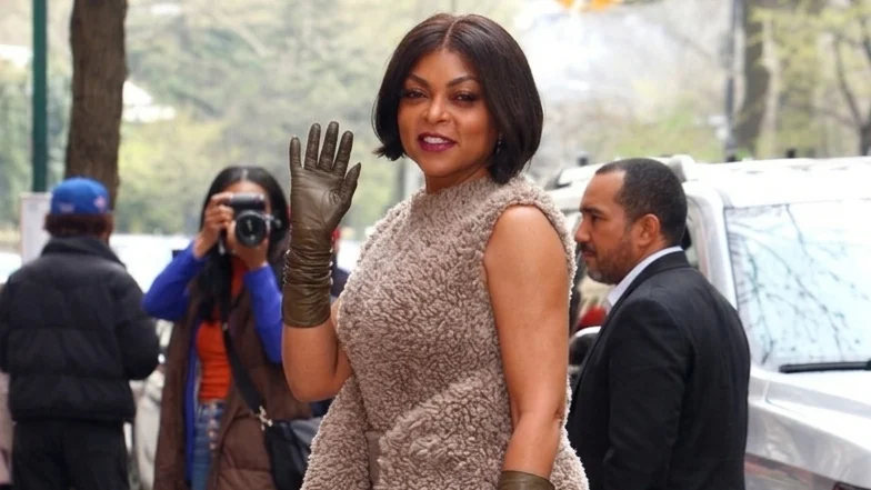 Actress Taraji P. Henson seen leaving the View in New York City in big platform shoes