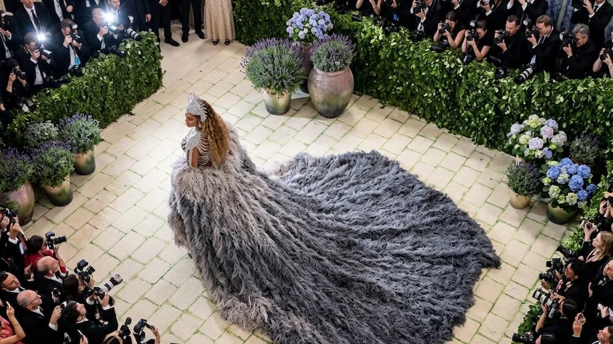 Beyonce wearing a custom gown on the 2026 Met Gala red carpet