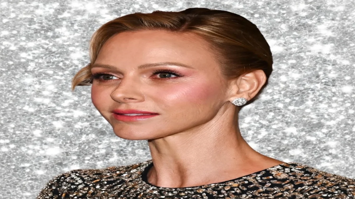 Princess Charlene glitters in £3k cascading crystal gown