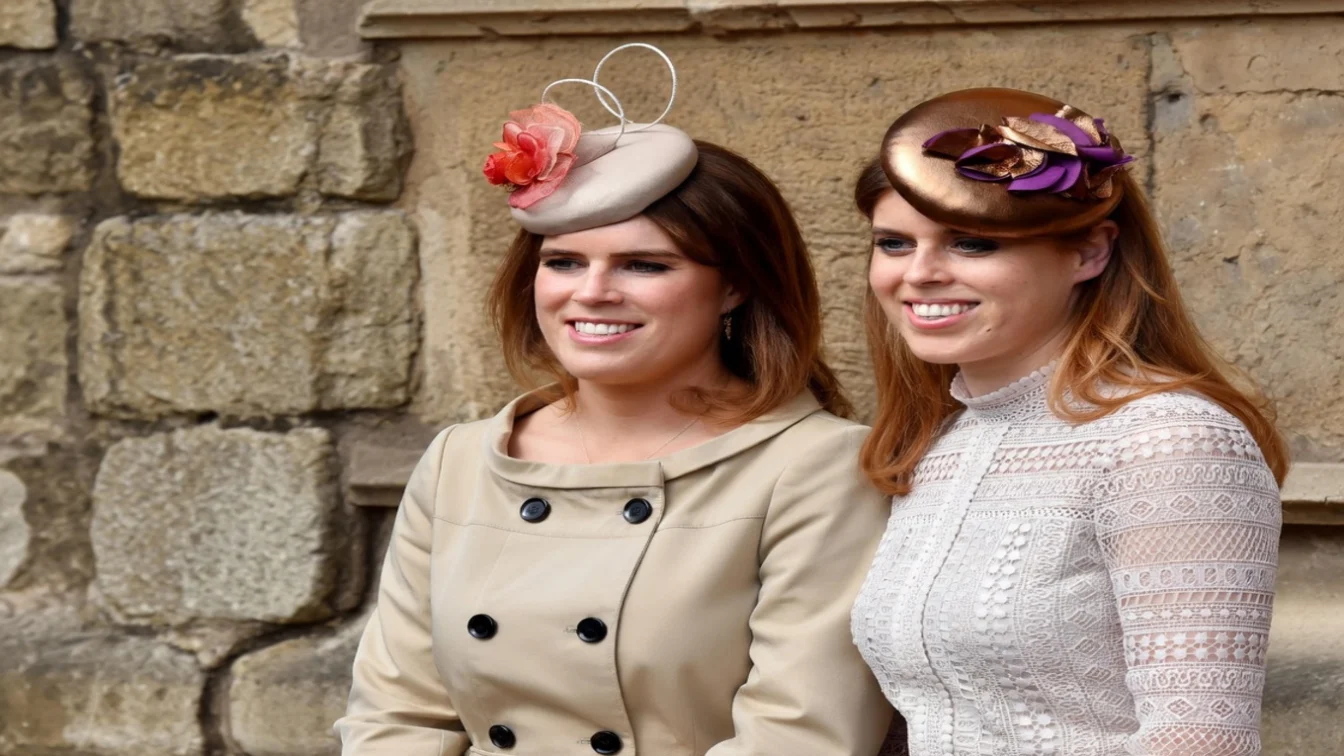 Princess Eugenie and Princess Beatrice attend the traditional Easter Sunday church service at St George's Chapel, Windsor Castle on April 16, 2017