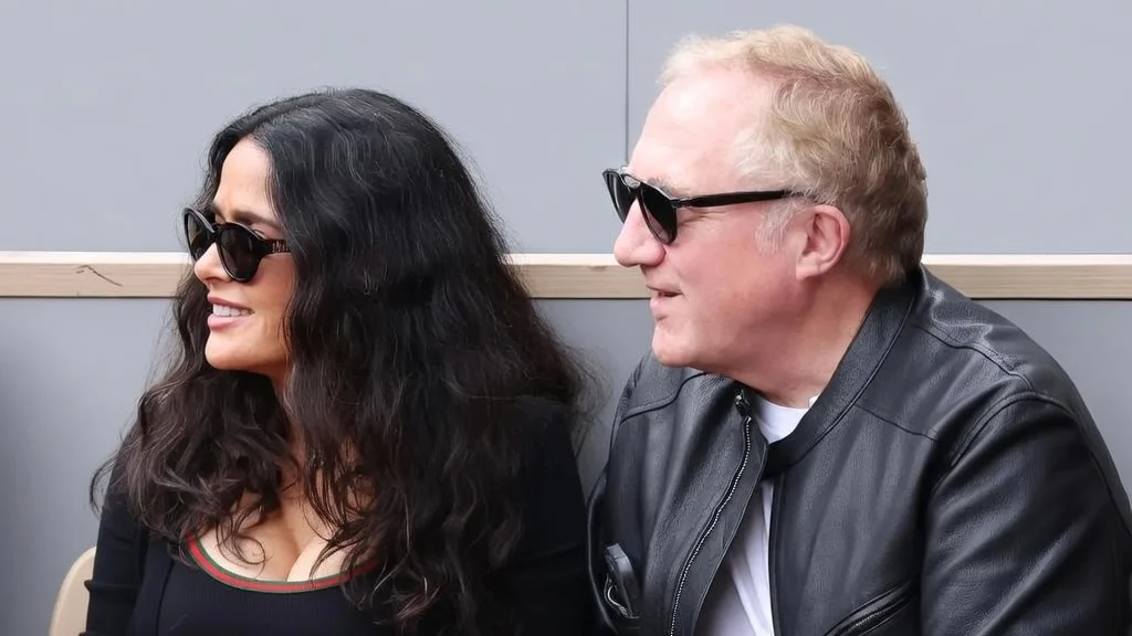 Salma Hayek and François-Henri Pinault attend Day Eight of the 2026 French Open on May 31, 2026 in Paris, France.