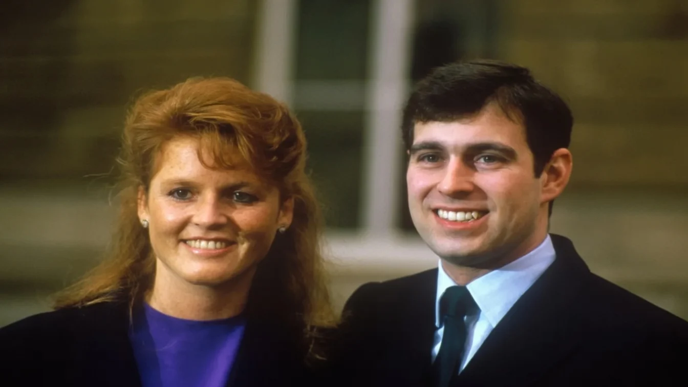 Sarah Ferguson smiling next to Andrew Mountbatten-Windsor smiling