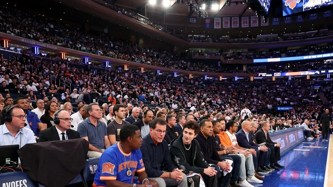 NEW YORK NY MAY 21 Tracy Morgan and Timothee Chalamet attend the game between the Cleveland Cavaliers and New York...