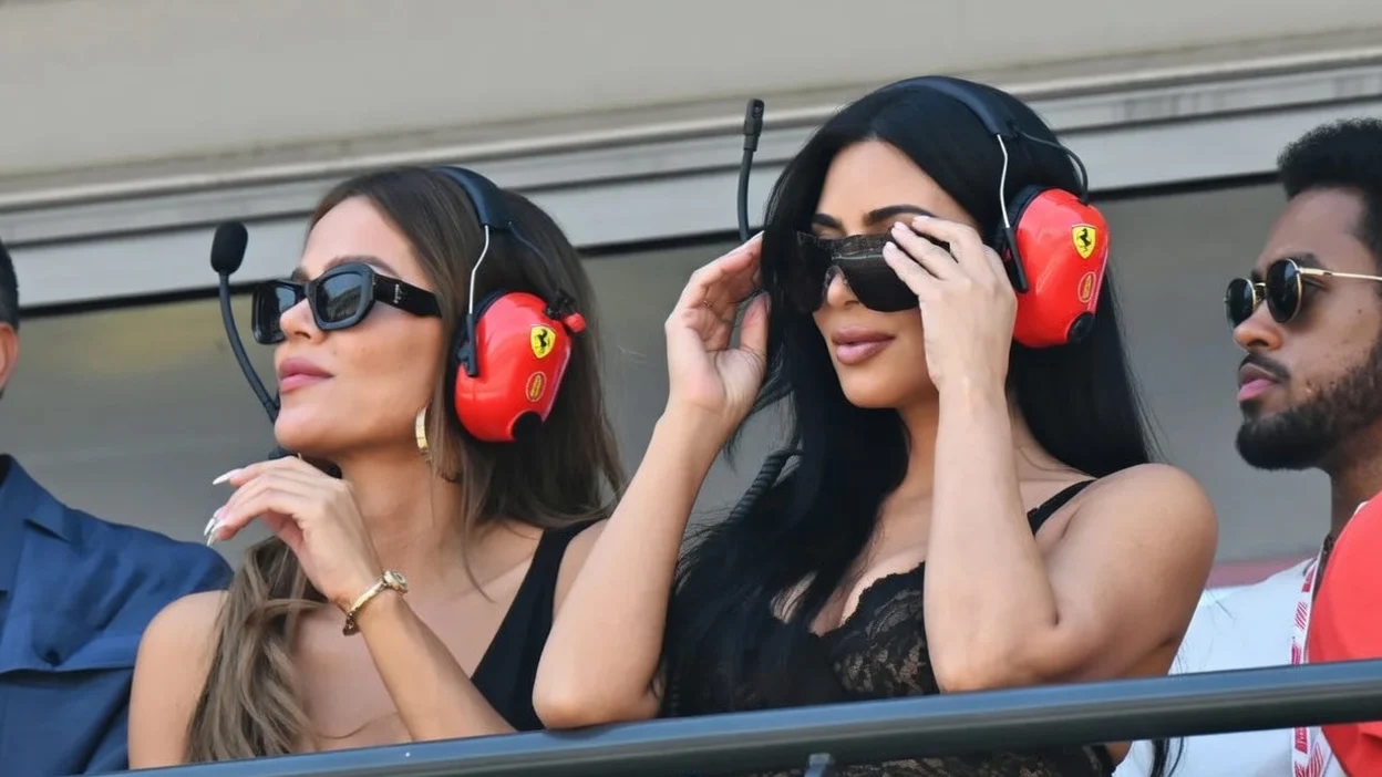 The sisters cheered on Kim's boyfriend Lewis Hamilton
