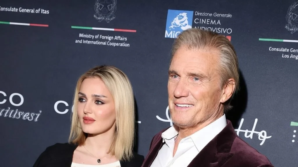 Emma Krokdal and Dolph Lundgren attends the 8th Filming Italy 2023 Festival on March 03, 2023 in Los Angeles, California