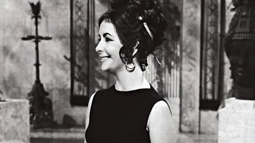 Image may contain Elizabeth Taylor Person Adult Face Head Photography Portrait Happy Smile Bed and Furniture