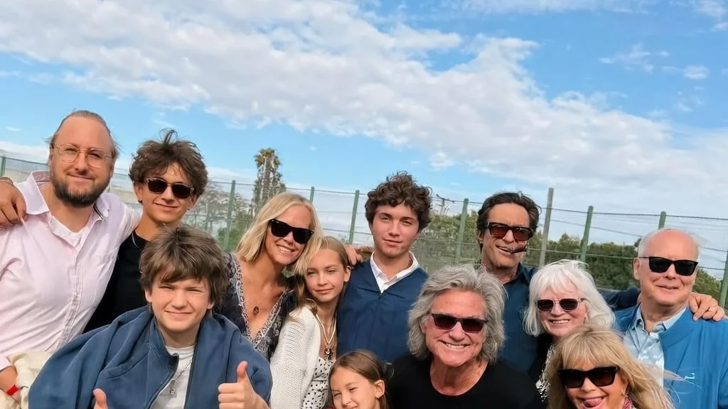 Photo shared by Oliver Hudson's wife Erinn Bartlett of their son Wilder's graduation, featuring his grandparents Goldie Hawn and Kurt Russell