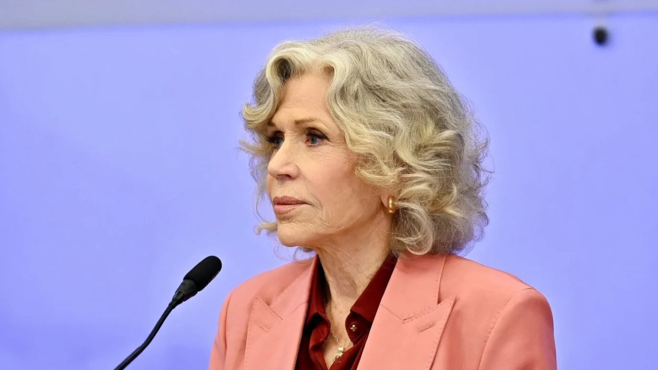 Jane Fonda, apariție remarcabilă la 88 de ani. Actrița a purtat un costum roz.