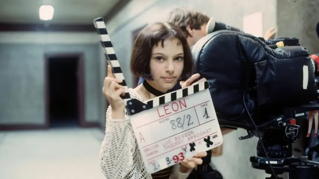 Natalie Portman on the set of the film "Leon", directed by Luc Besson in 1994