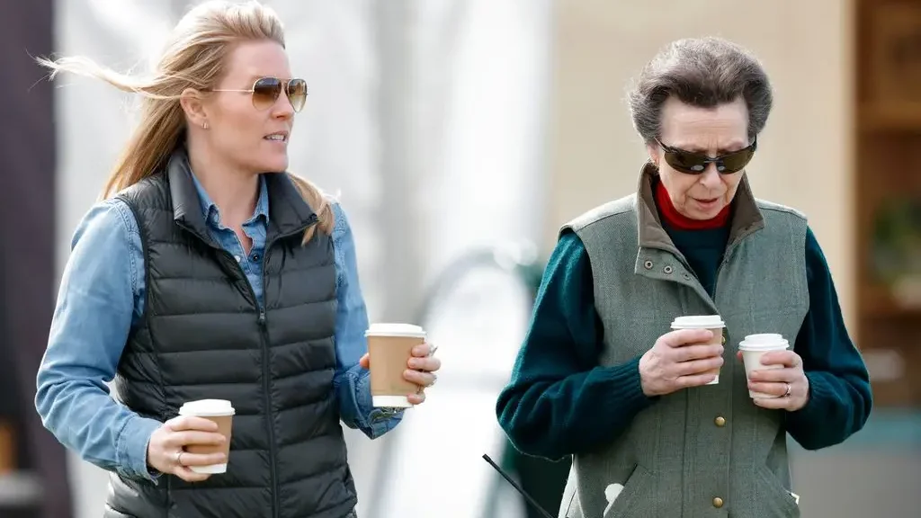 Autumn and Anne holding coffees at Gatcombe Horse Trials 2018