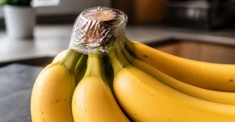 Bananele rămân ferme mai mult timp cu folie pe codițe. Trucul simplu care te ajută la cumpărături