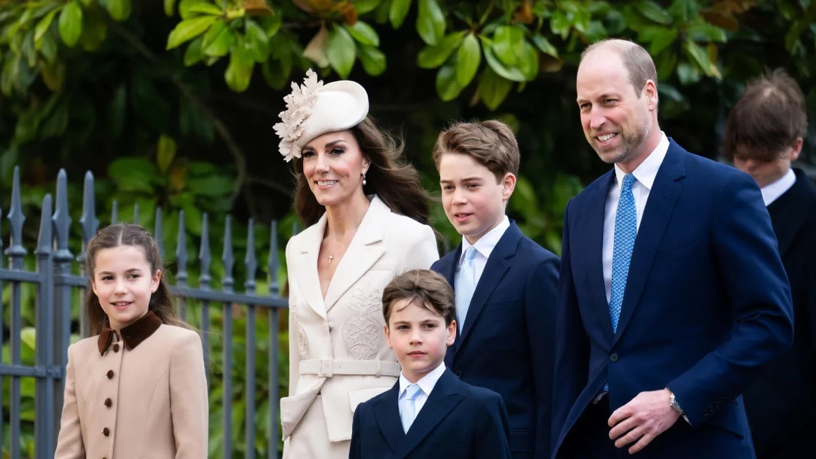 Princess Charlotte of Wales, Catherine, Princess of Wales, Prince George of Wales, Prince Louis of Wales, Prince William, Prince of Wales attend the 2026 Easter Matins Service at St George's Chapel on April 05, 2026 in Windsor, England