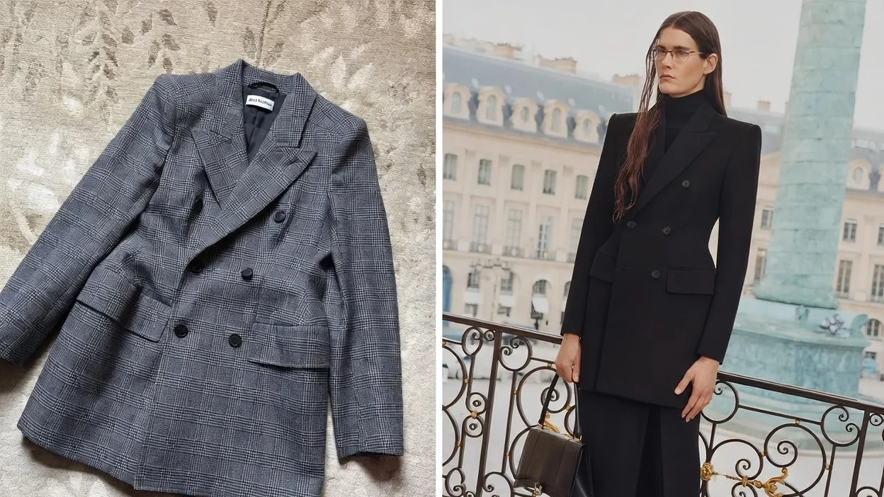 Image may contain Monica Salmaso Blazer Clothing Coat Jacket Accessories Bag Handbag Formal Wear Suit and Overcoat