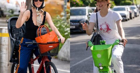 Kylie Jenner și Jennifer Lawrence adoptă ținuta de bicicletă ca look de oraș